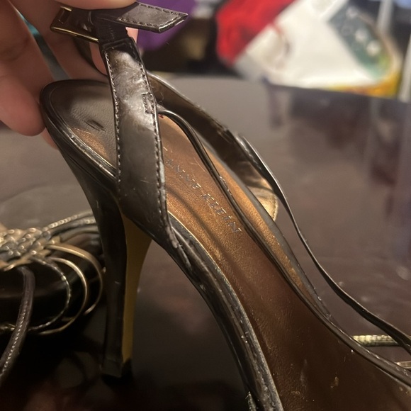 ANNE KLEIN Bronze Platform Open Toe Strap size 9 High Heeled - Picture 6 of 6